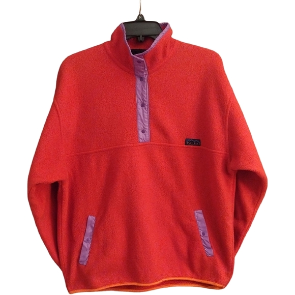 90's PACER UNISEX Oversized Fleece Pullover, Size M, Red/Violet/Orange VTG - Picture 2 of 9
